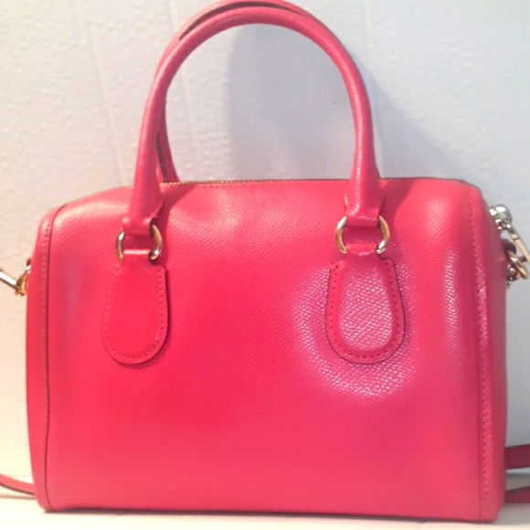 ☆Gorgeous ☆Brand New COACH Ruby Pink Leather Mini Bennett Satchel X-Body - Picture 7 of 16